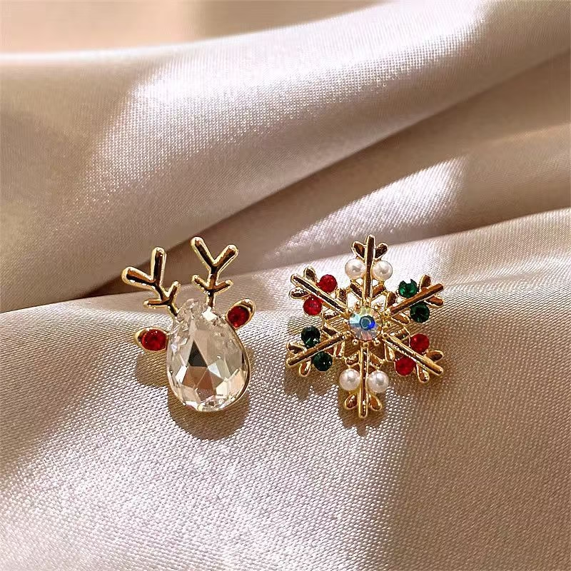 Boucles d'oreilles festives – Renne & Flocon de neige