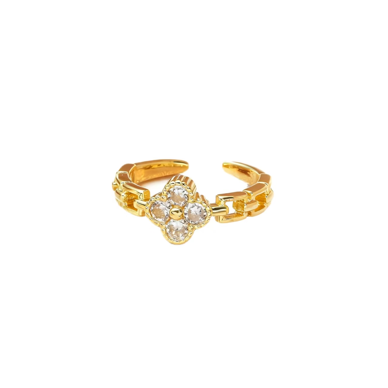 925 Sterling Silver Bloom Chain Open Ring