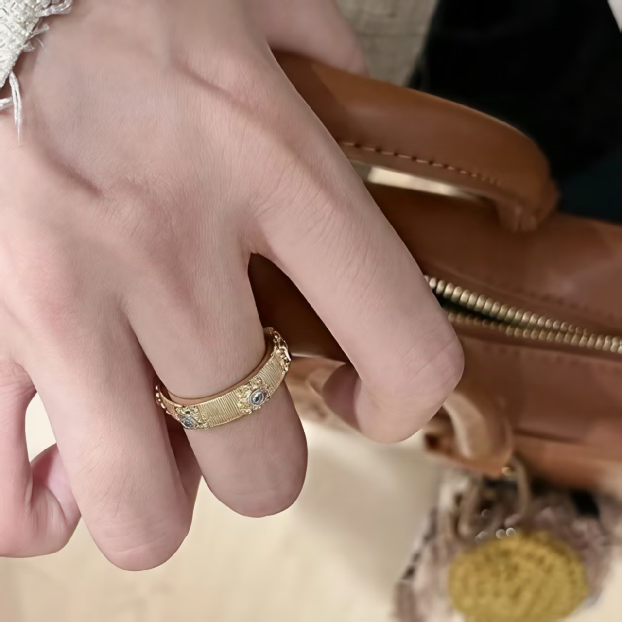 Bague ouverte Texturée en argent sterling 925