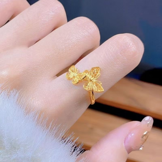 Anillo de doble mariposa de plata de ley 925