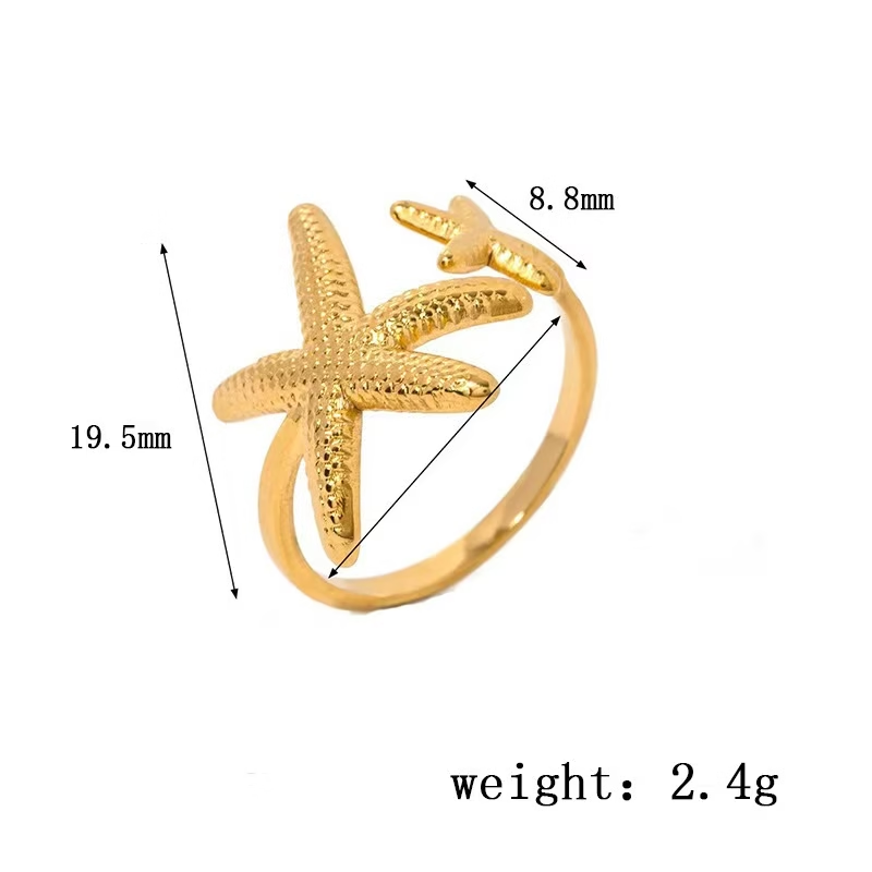 Double Starfish Open Ring