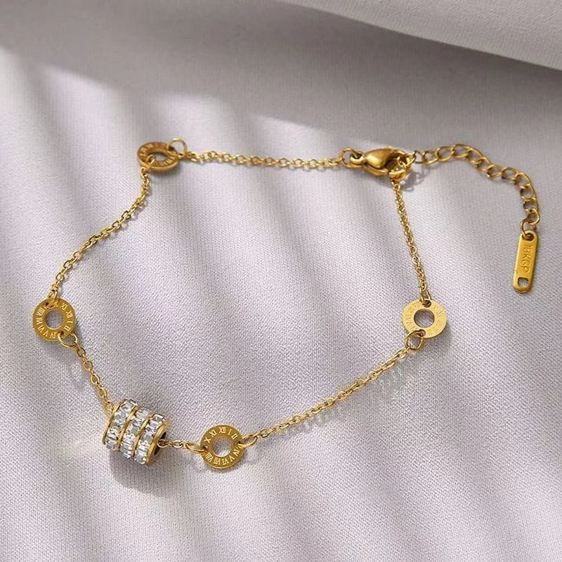 Bracelet à maillons cylindriques brillants