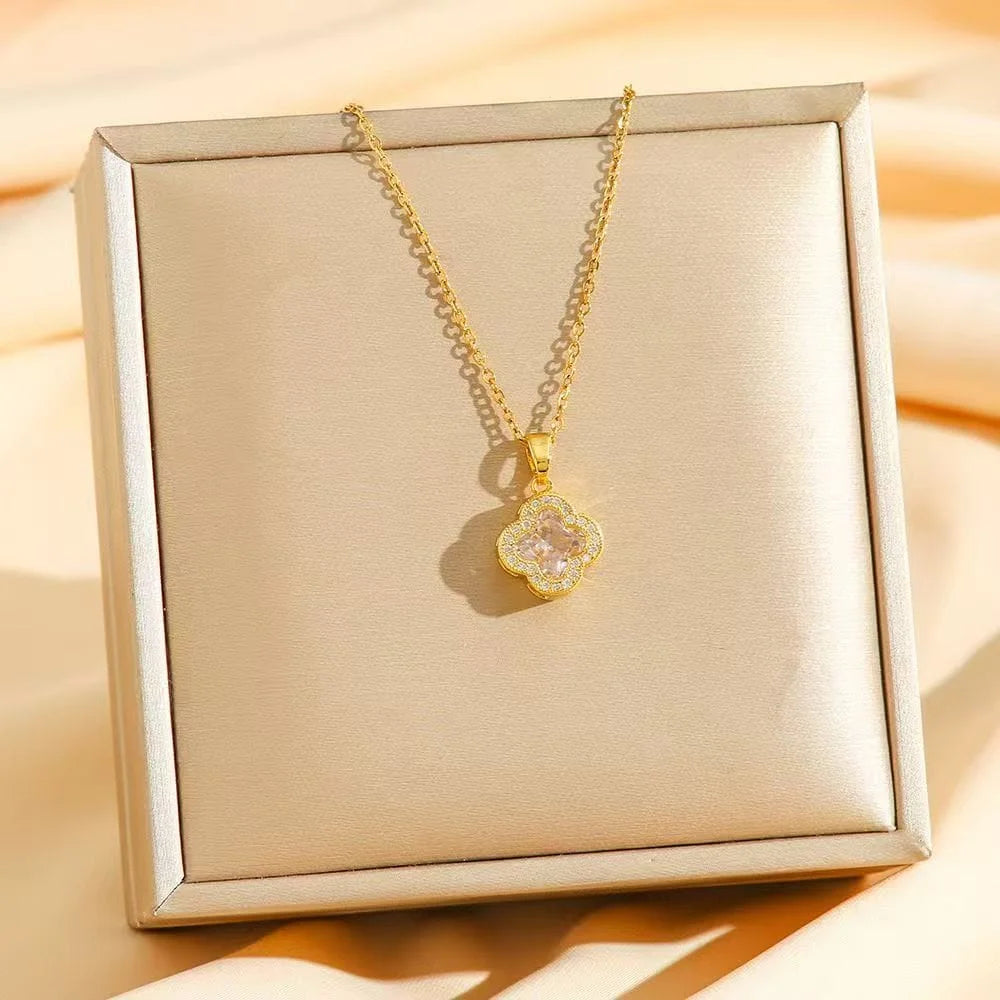 Iridescent Clover Pendant Necklace