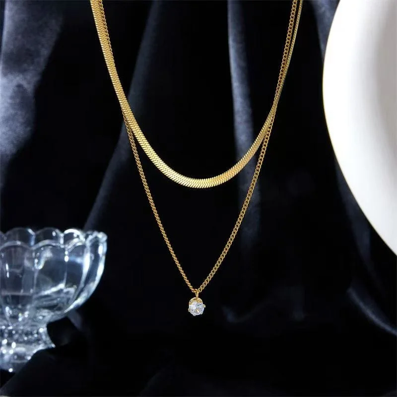 Waterdrop Zircon Pendant Necklace