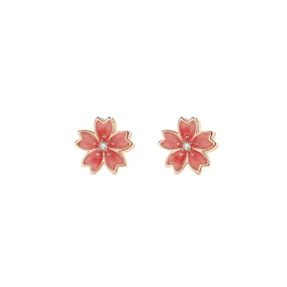 925 Sterling Silver Spinning Peach Blossom Set