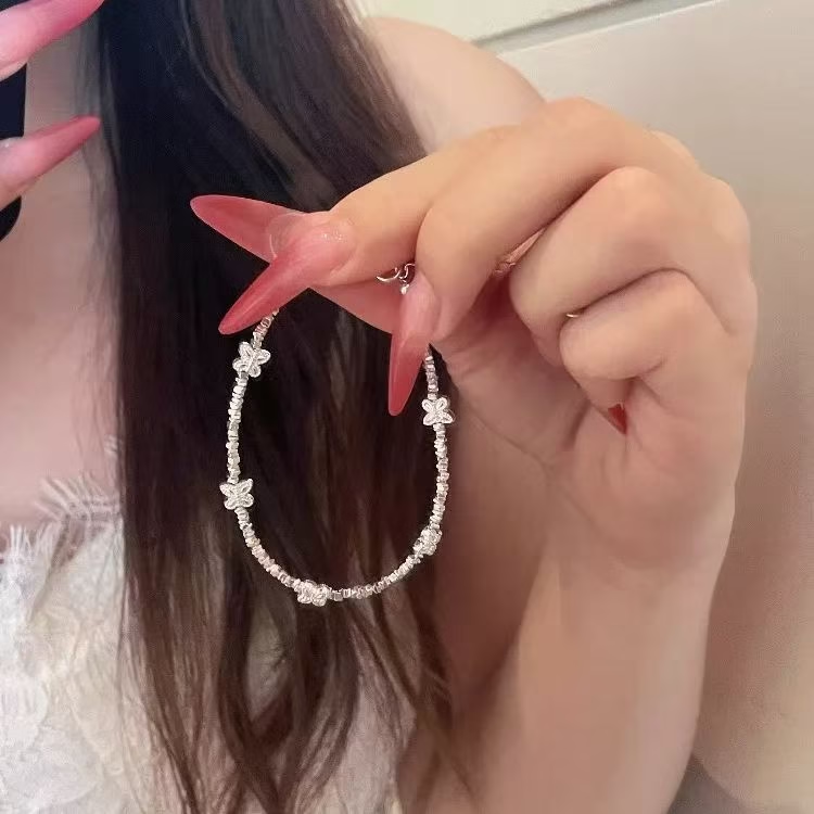 Pulsera de Mariposa de Plata de Ley 925 con Cuentas