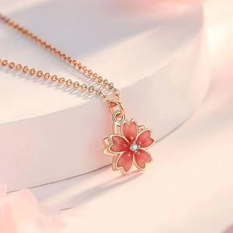 925 Sterling Silver Spinning Peach Blossom Set