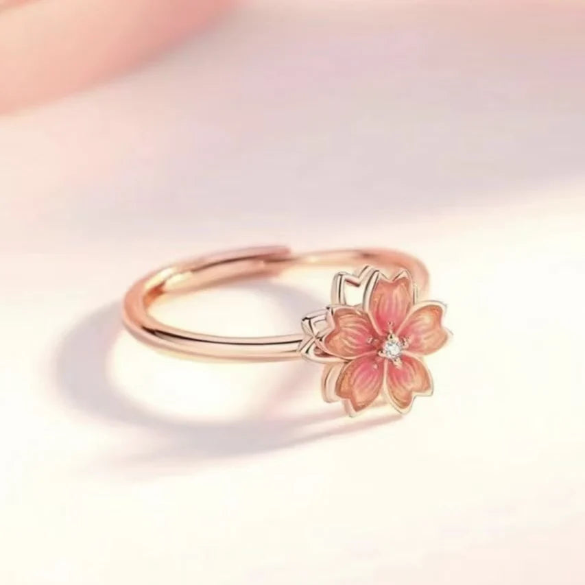 925 Sterling Silver Spinning Peach Blossom Set