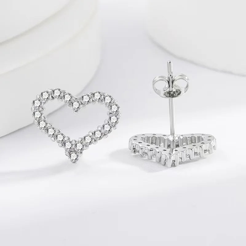 Sparkling Heart Stud Earrings
