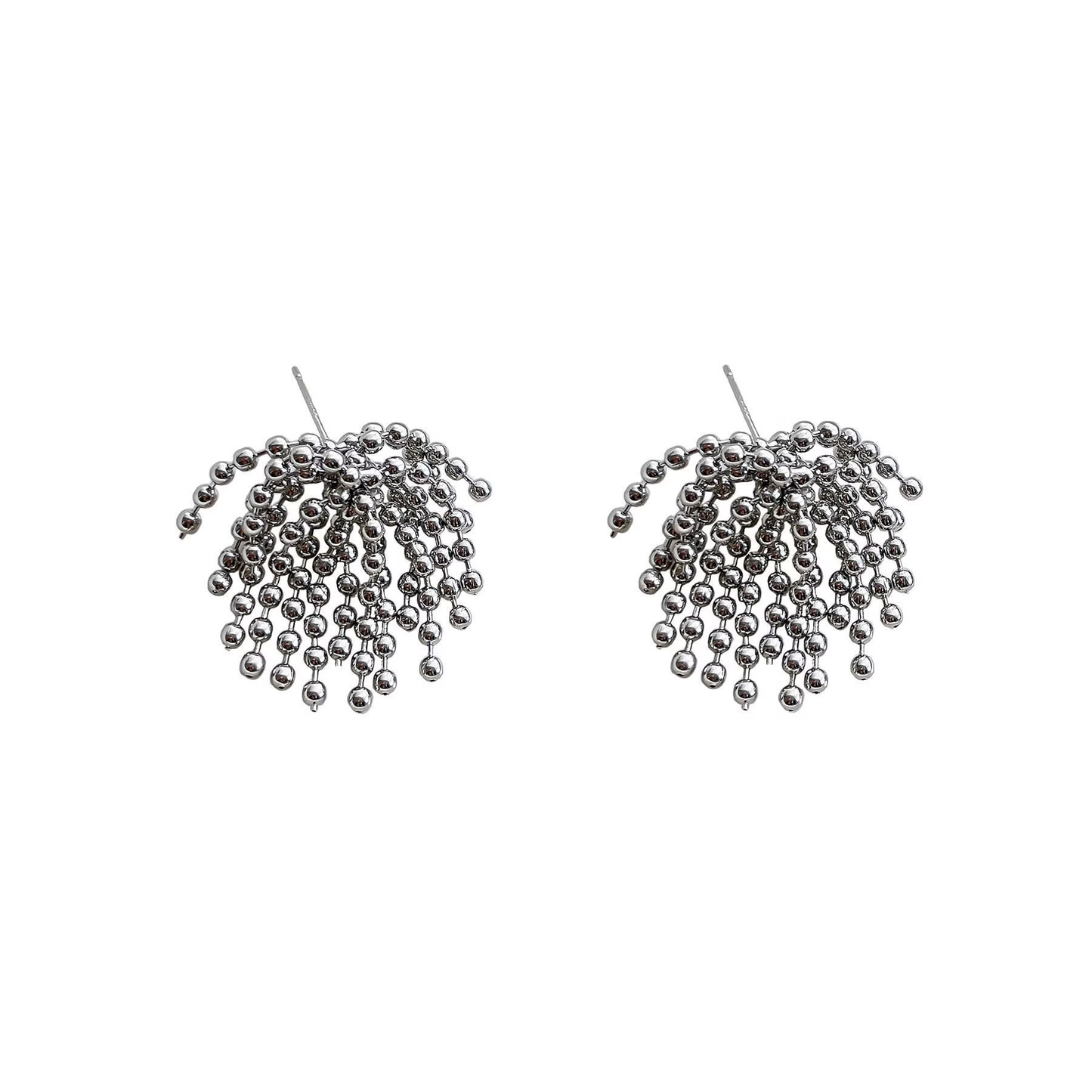 INS Titanium Steel Bead Tassel Earrings