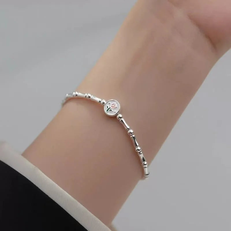 925 Sterling Silver Tulip Slub Bracelet