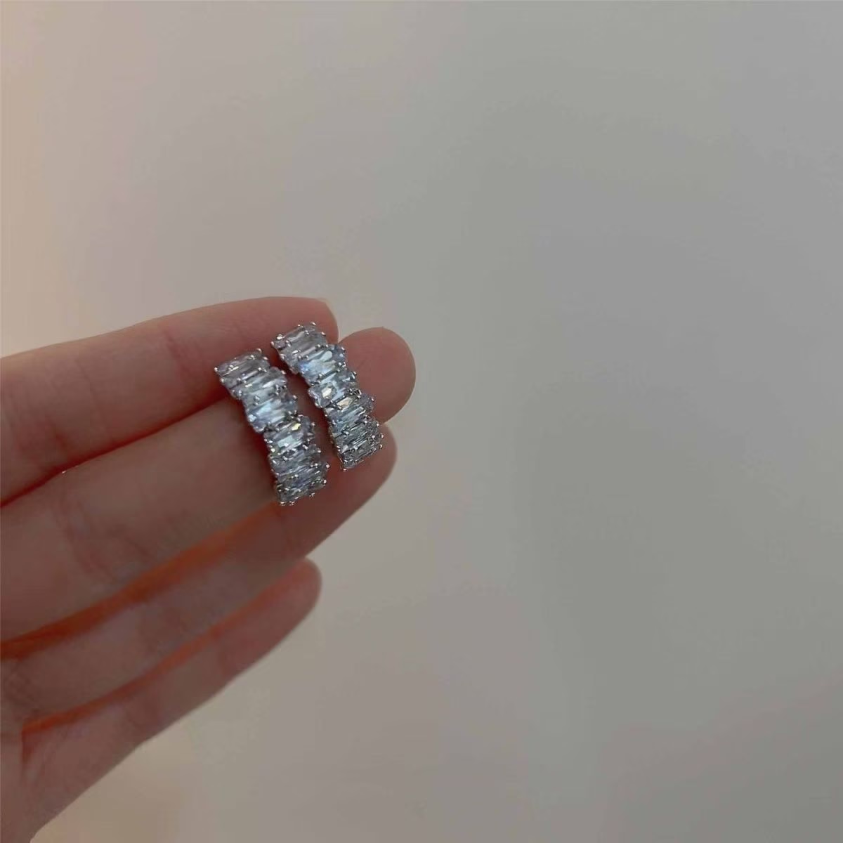 Rectangular-Cut Zircon Hoop Earrings