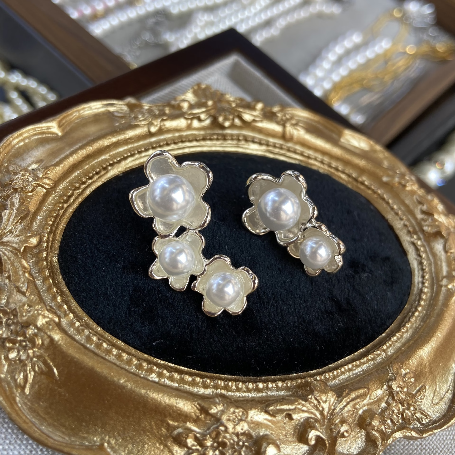 Asymmetric Floral Drop Earrings