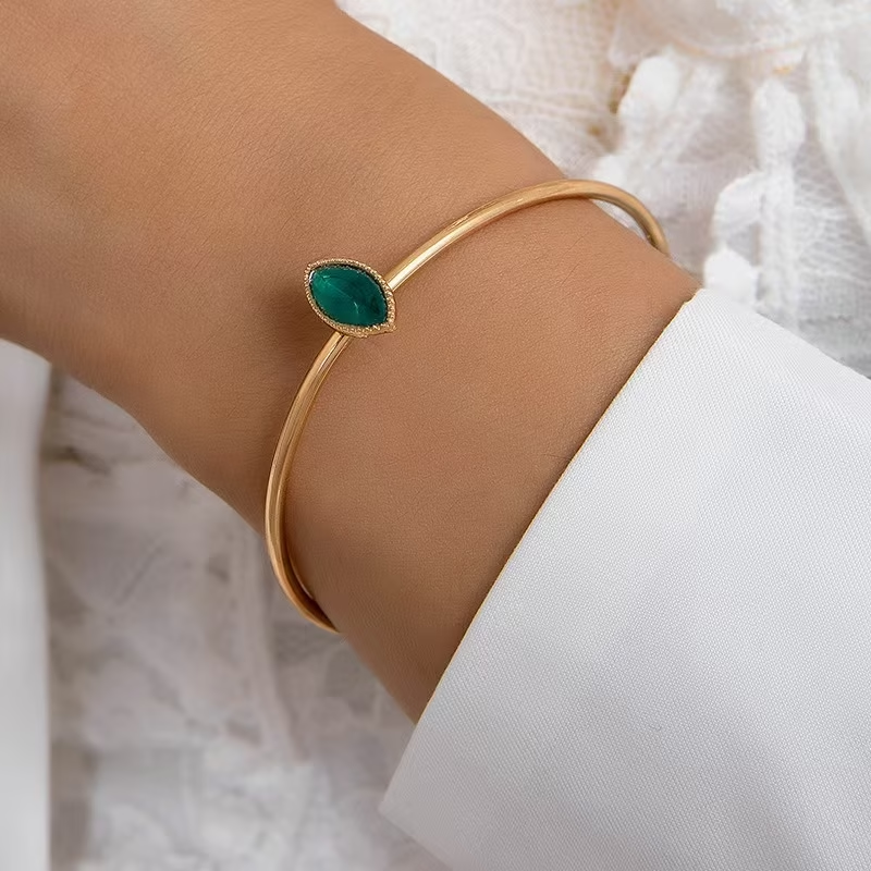 Green Whisper Bangle Bracelet