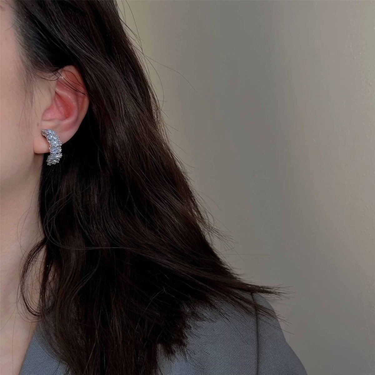 Rectangular-Cut Zircon Hoop Earrings