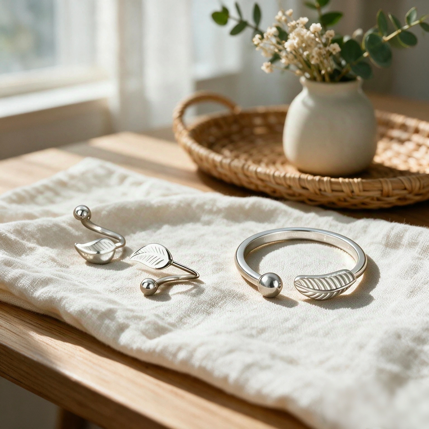 925 Sterling Silver Whisper Feather Set