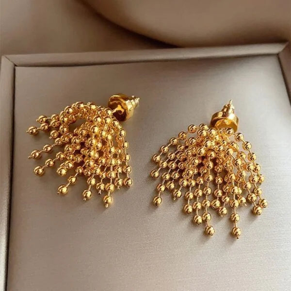 INS Titanium Steel Bead Tassel Earrings