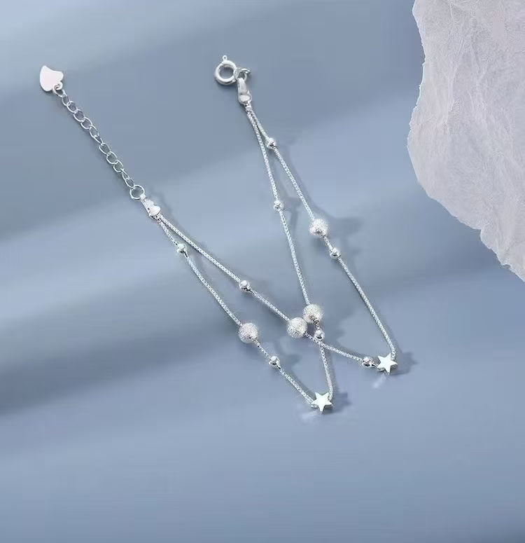 925 Sterling Silver Double-Layer Star Bracelet