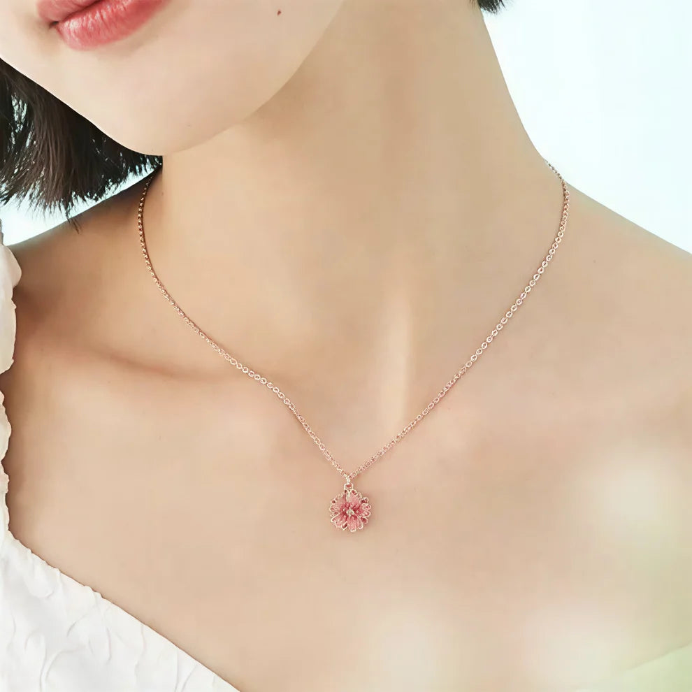 925 Sterling Silver Spinning Peach Blossom Set