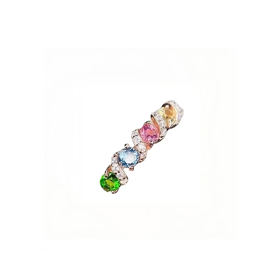 Anillo de racimo de gemas multicolor