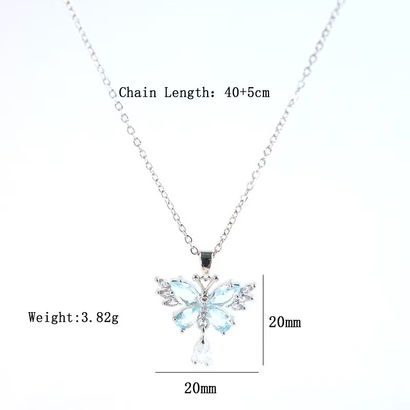 Blue Butterfly Gem Necklace