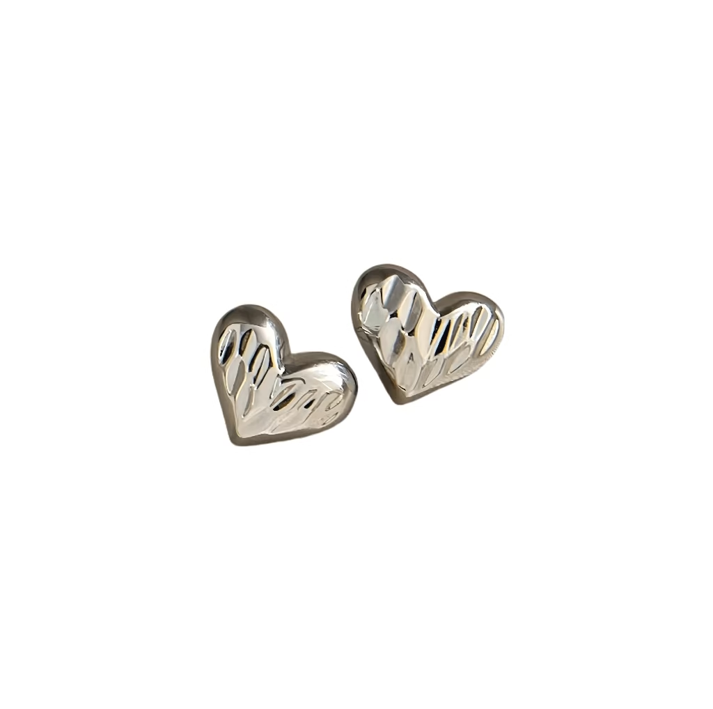 925 Sterling Silver Ripple Love Stud Earrings