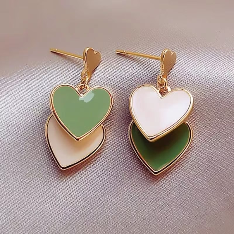 Dual-Tone Heart Drop Earrings