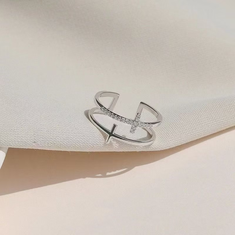 925 Sterling Silver Double-Layer Open Ring