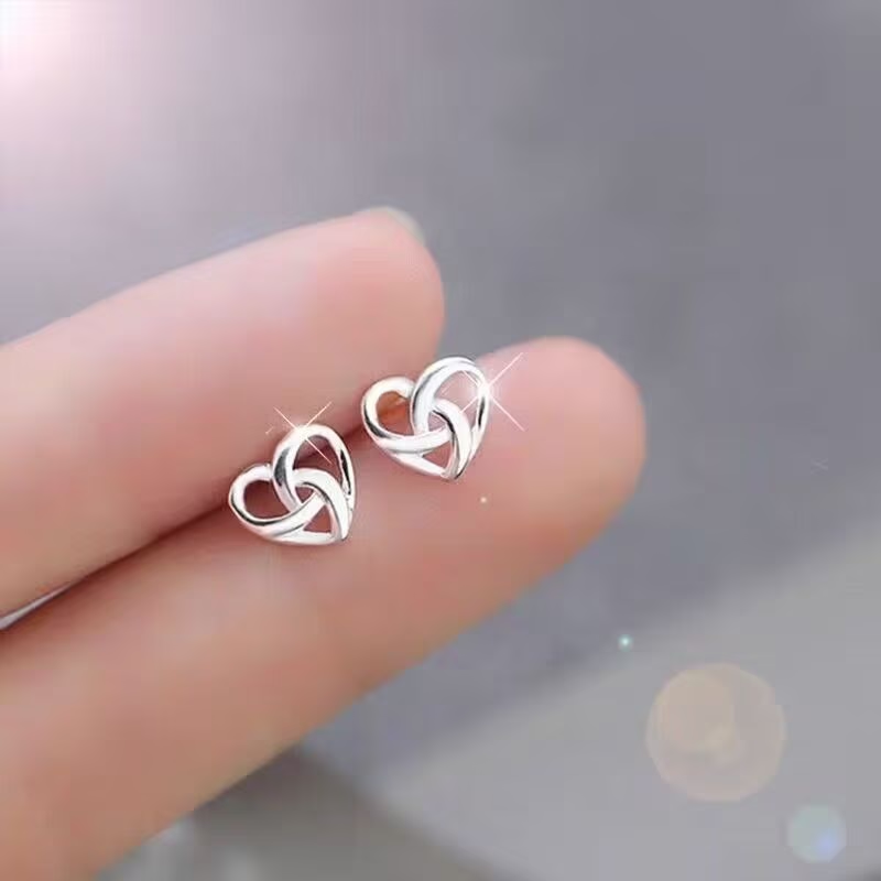 Sweet Heart-Shaped Stud Earrings