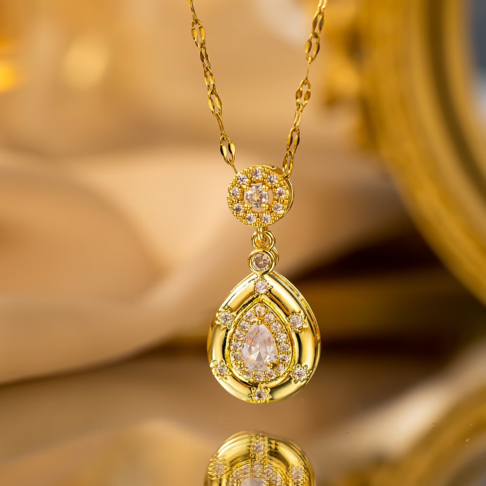 Large Teardrop Cubic Zirconia Necklace
