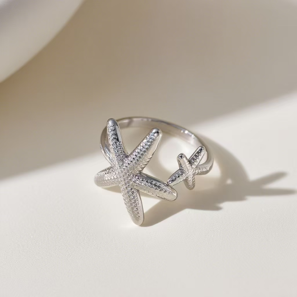Double Starfish Open Ring