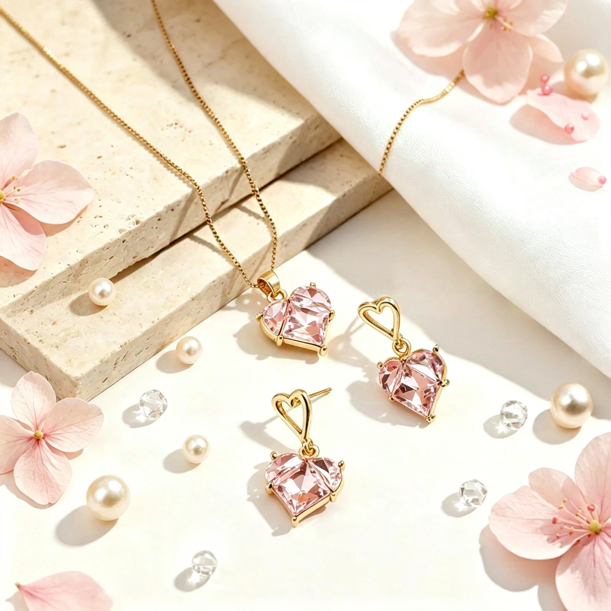 Graceful Heart Set (Earrings / Necklace)