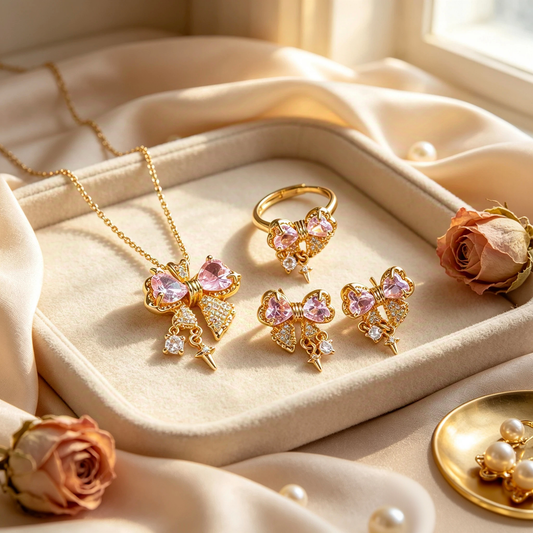 Sweet Bow Set (Earrings / Necklace / Ring)