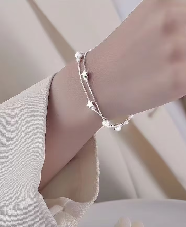 925 Sterling Silver Double-Layer Star Bracelet
