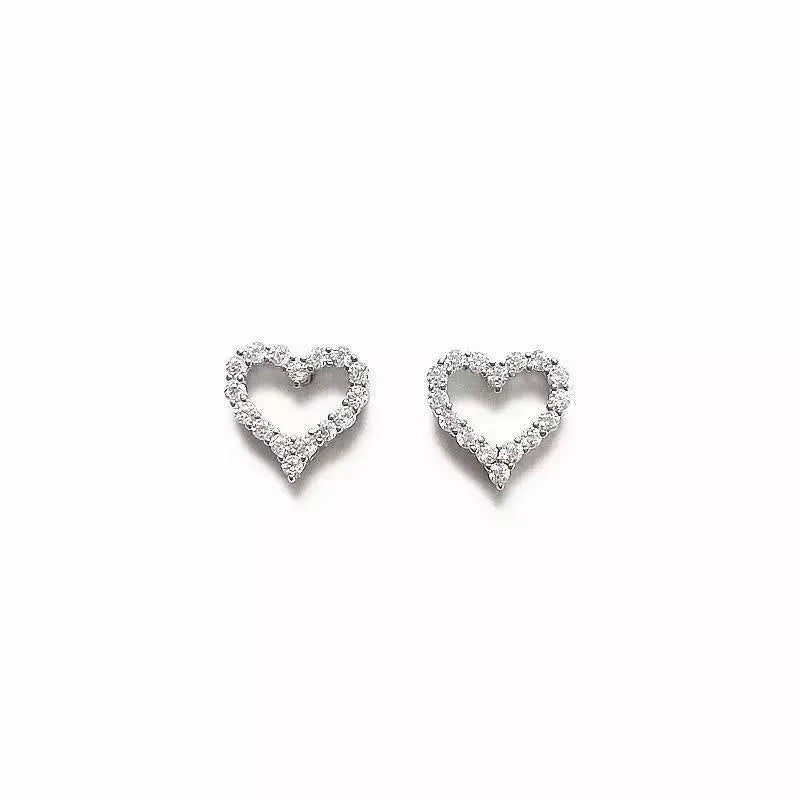 Sparkling Heart Stud Earrings