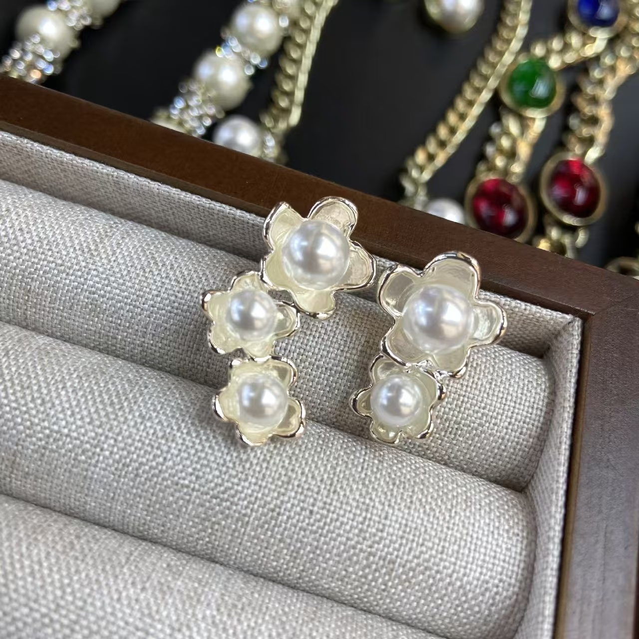 Asymmetric Floral Drop Earrings