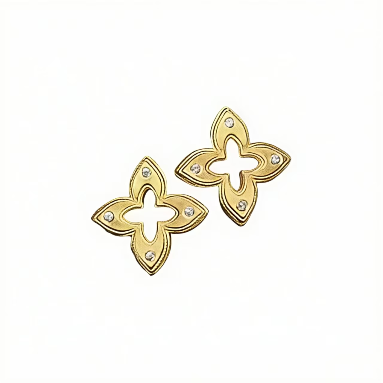 Aretes de plata esterlina 925 de lujo con flor de cuatro pétalos