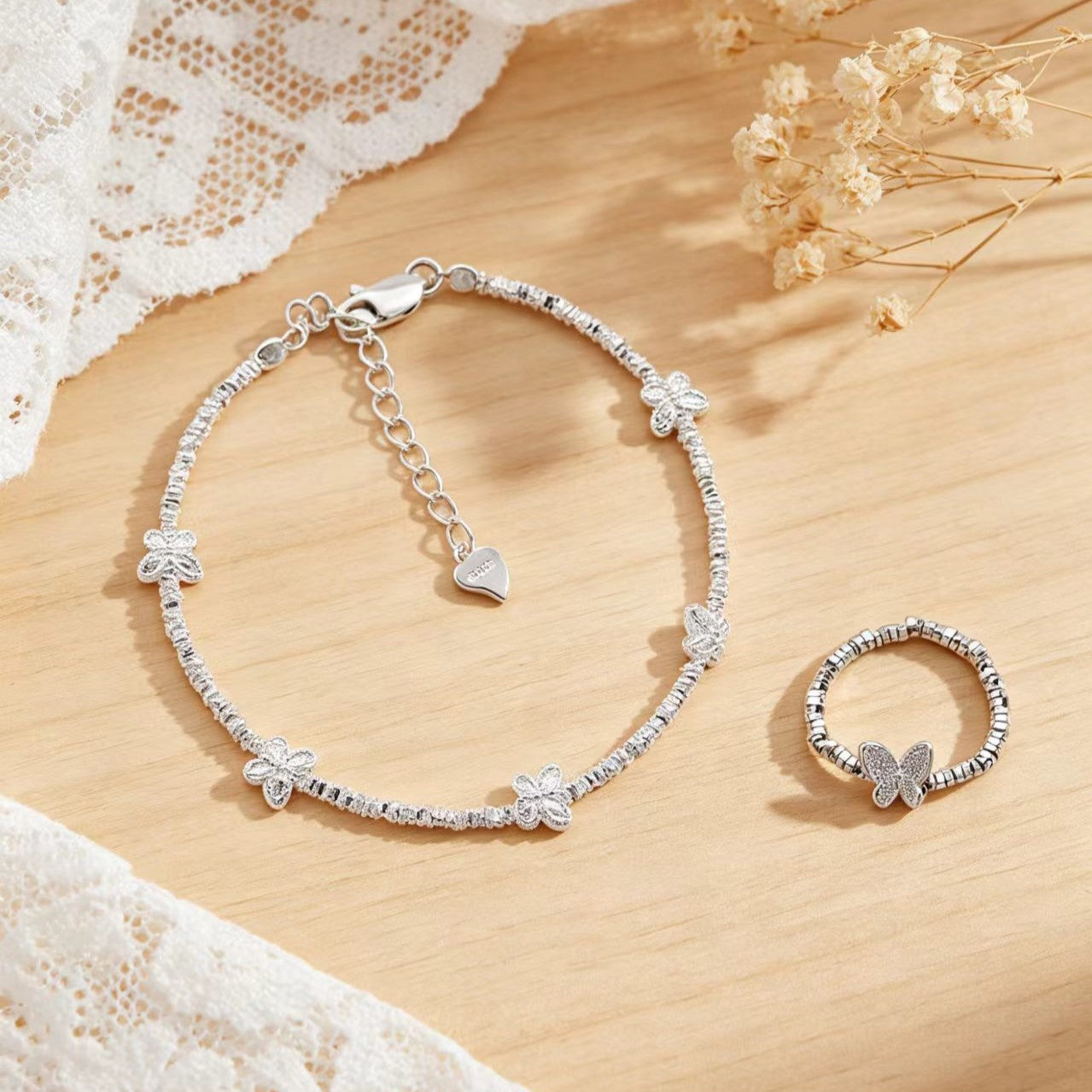925 Sterling Silver Butterfly Whisper Set