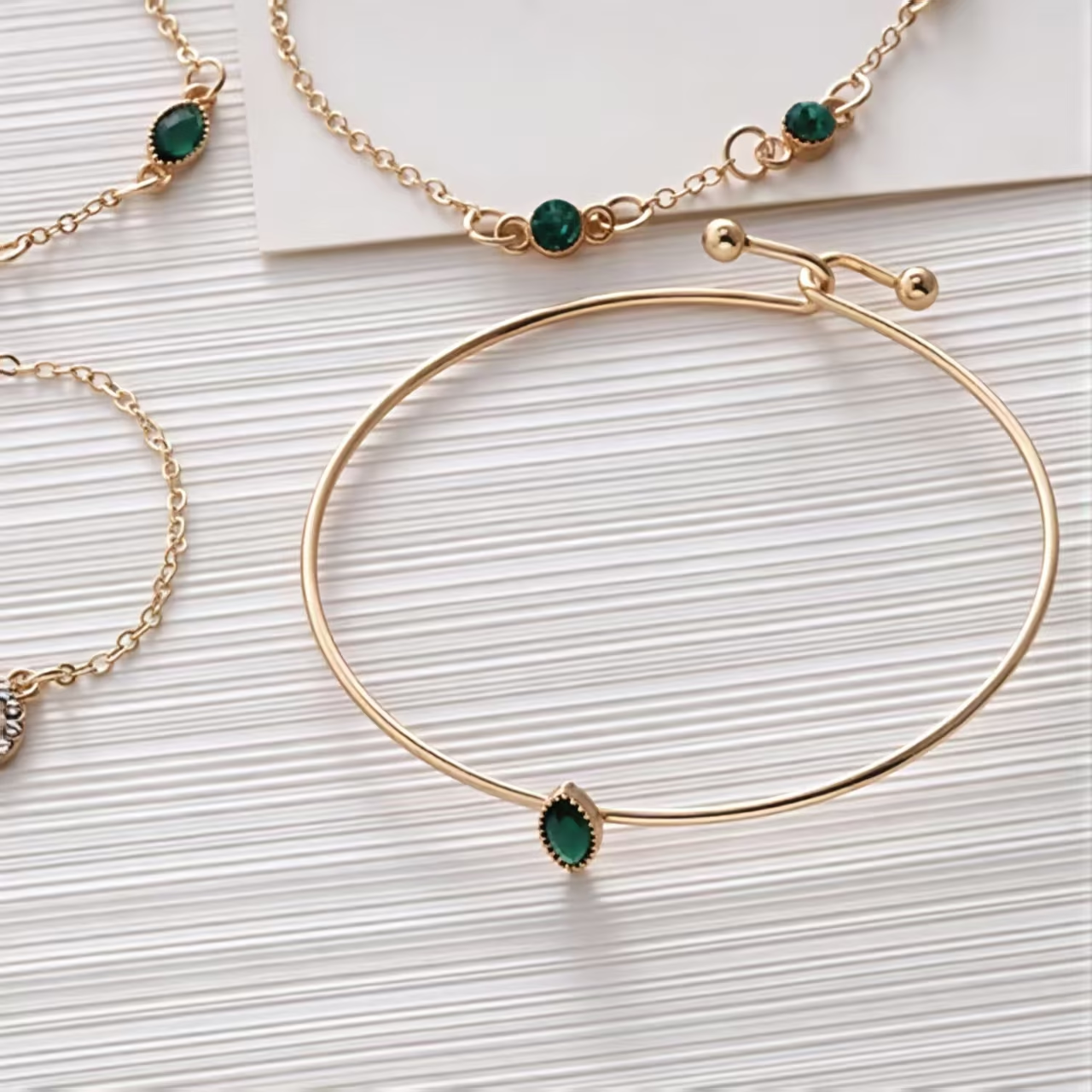 Green Whisper Bangle Bracelet