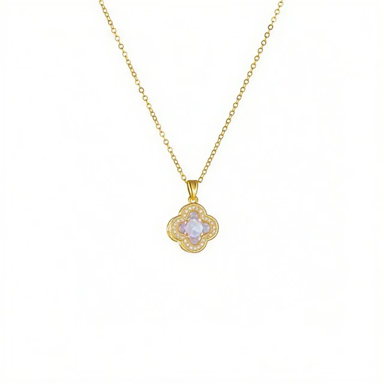 Iridescent Clover Pendant Necklace