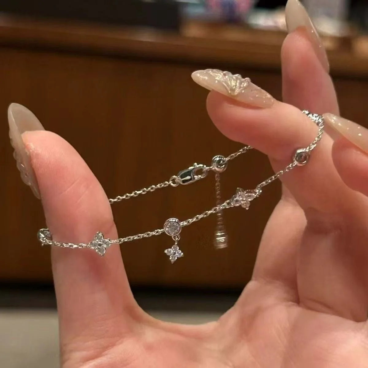 Four Leaf Bubble Diamond Bracelet