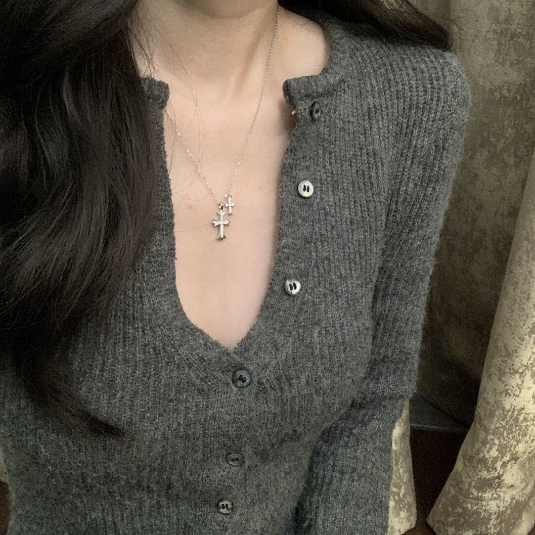 925 Sterling Silver Twin Cross Necklace