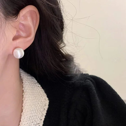 Pendientes de botón de metal cepillado
