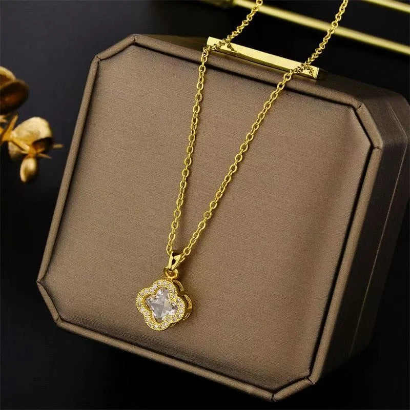 Iridescent Clover Pendant Necklace