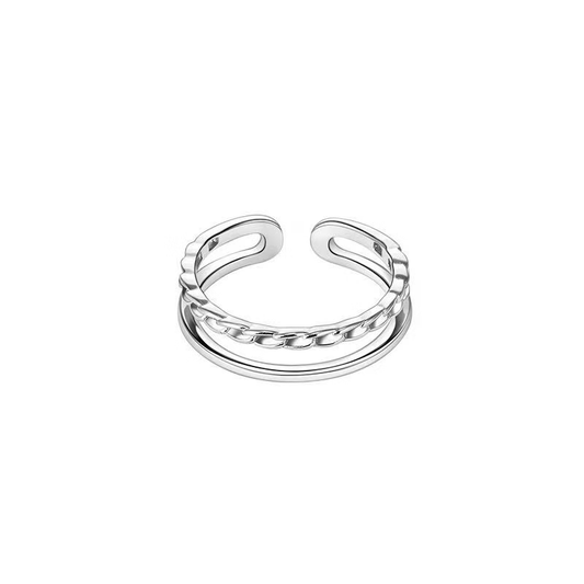 Anillo de Plata Fina 925 Doble Banda Retorcida