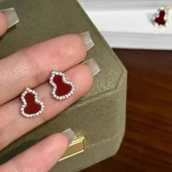 Red Agate Mini Gourd Earrings