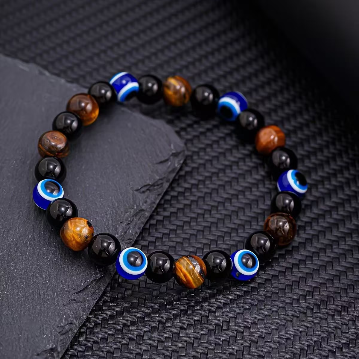Blue Tiger Eye Beaded Bracelet