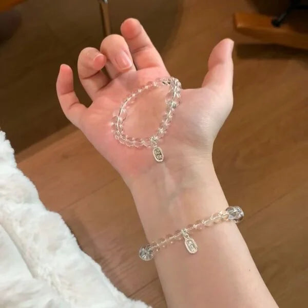 Pulsera india de cristal blanco natural que atrae la riqueza