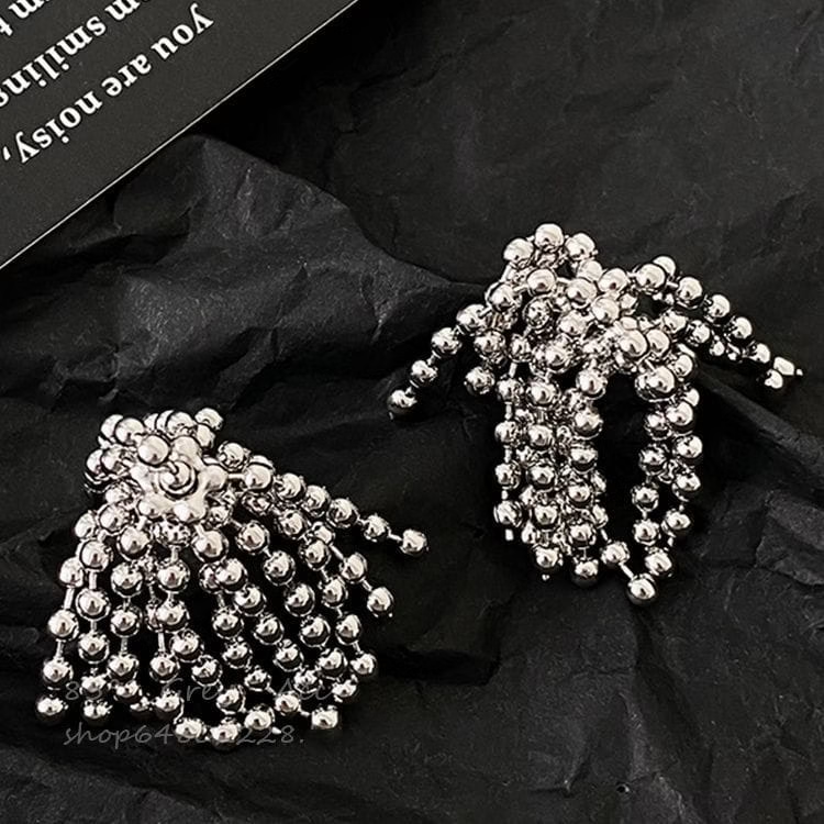 INS Titanium Steel Bead Tassel Earrings