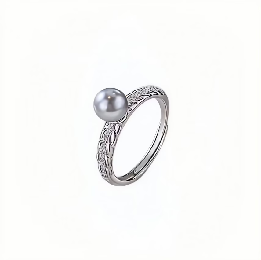 Anillo Abierto de Plata de Ley 925 con Perlas de Imitación